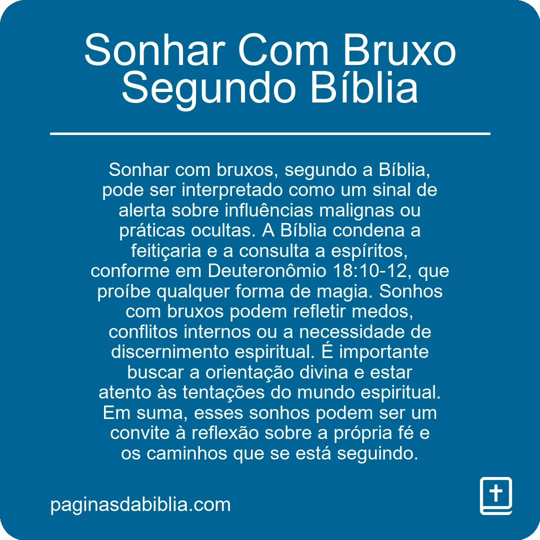 Sonhar Com Bruxo Segundo Bíblia