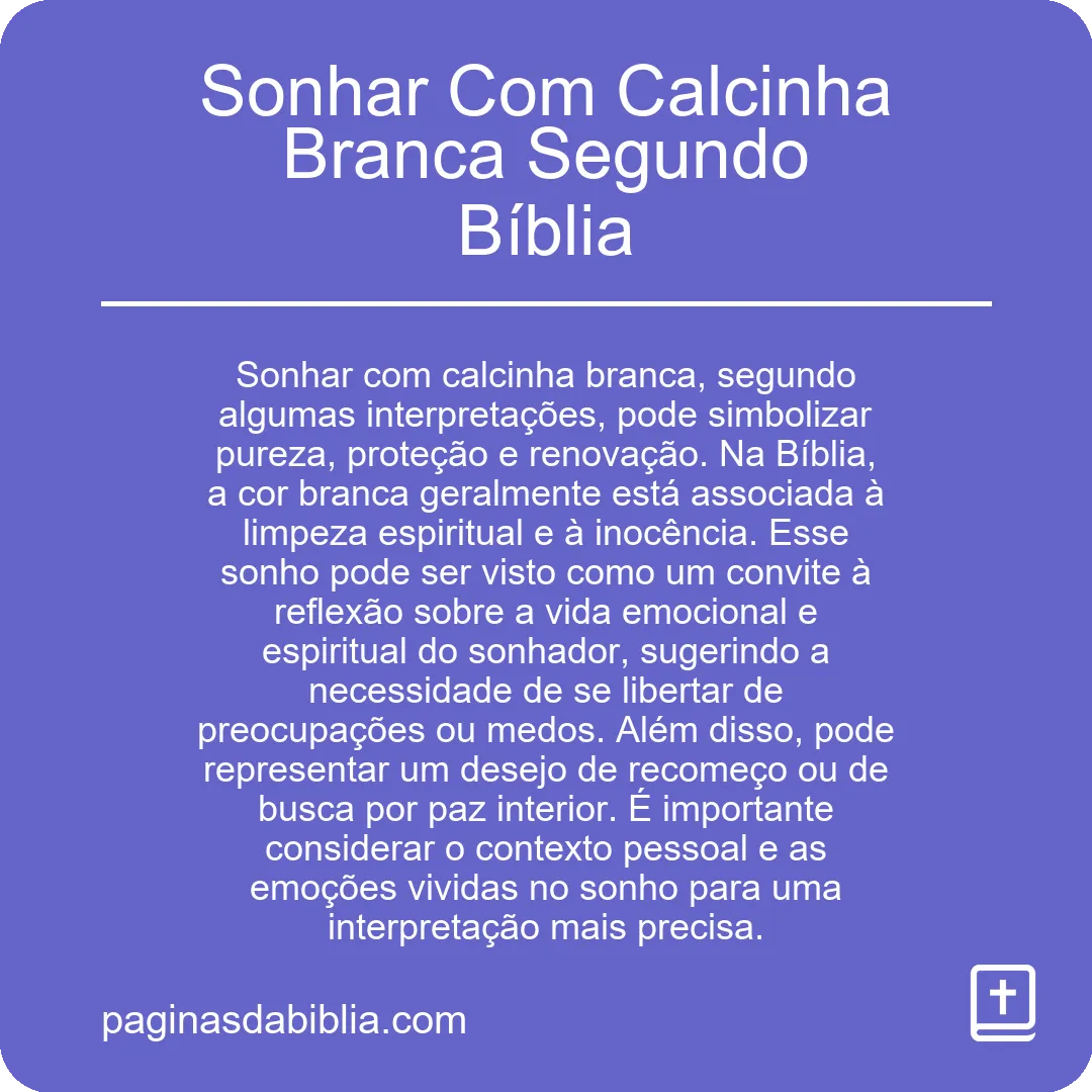 Sonhar Com Calcinha Branca Segundo Bíblia