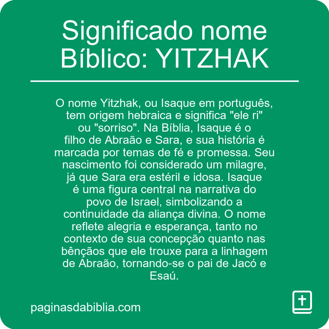 Significado nome Bíblico: YITZHAK