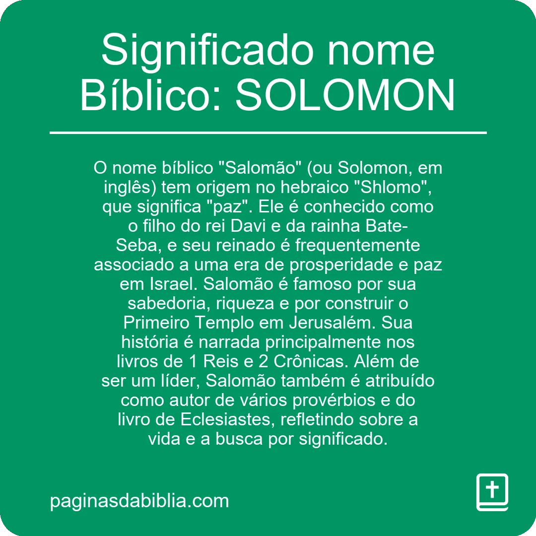 Significado nome Bíblico: SOLOMON