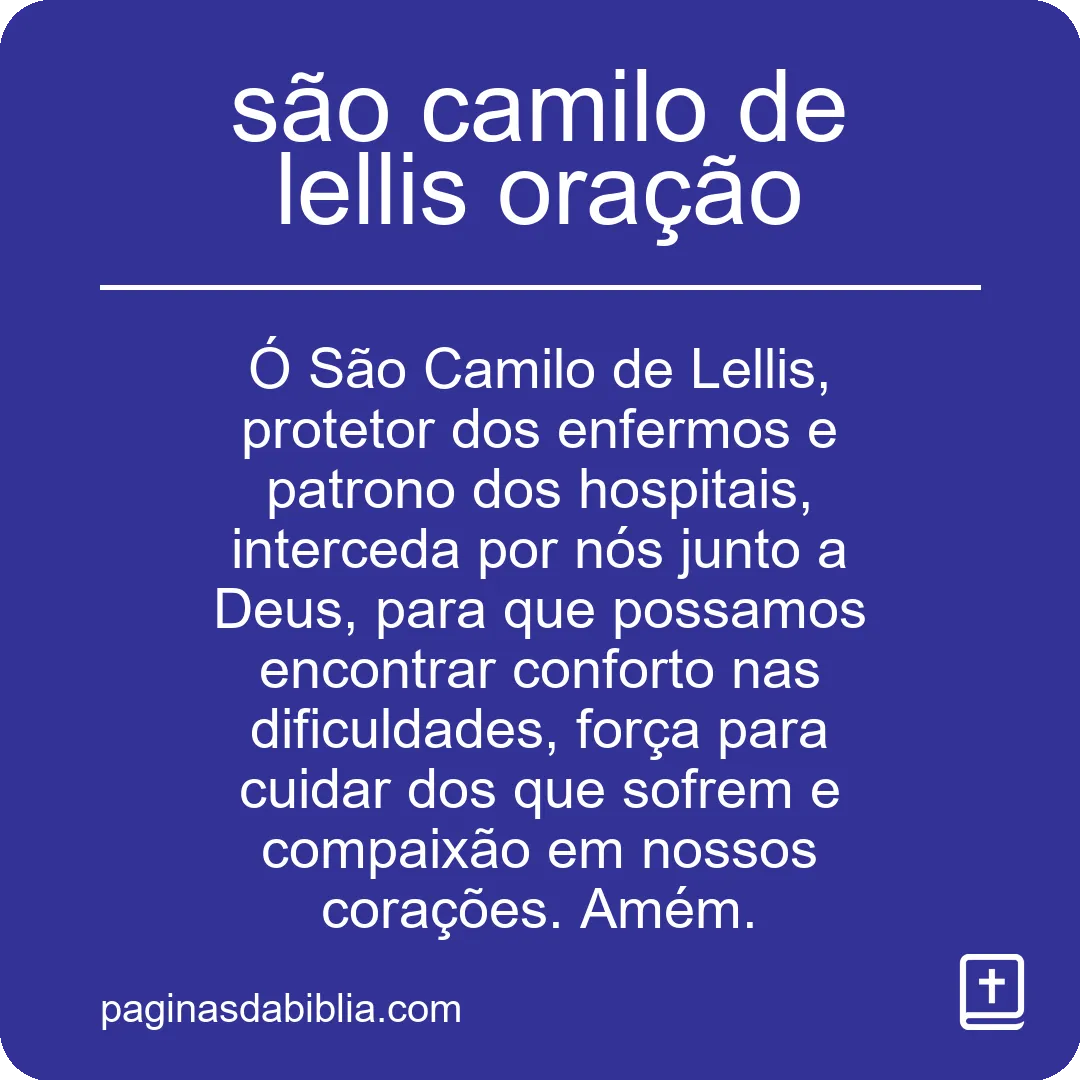 são camilo de lellis oração