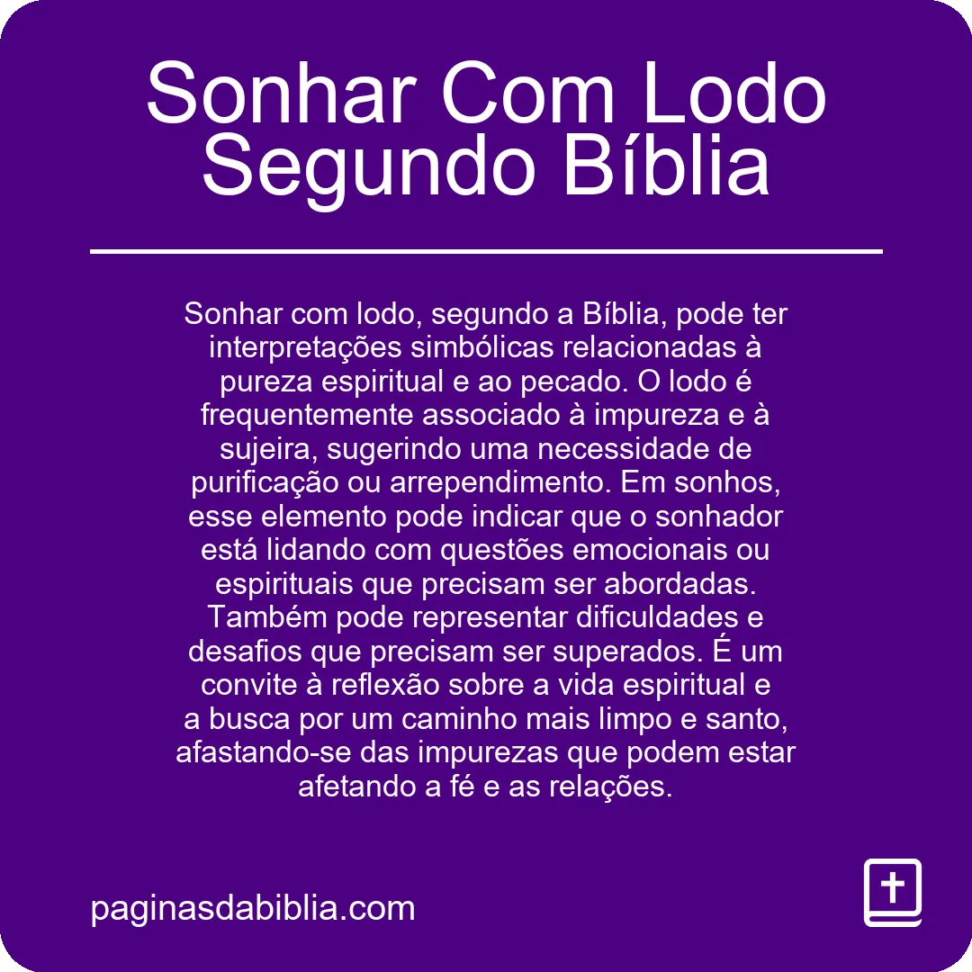 Sonhar Com Lodo Segundo Bíblia