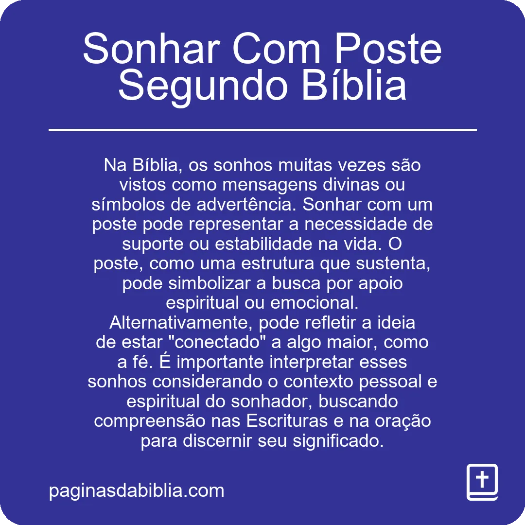 Sonhar Com Poste Segundo Bíblia