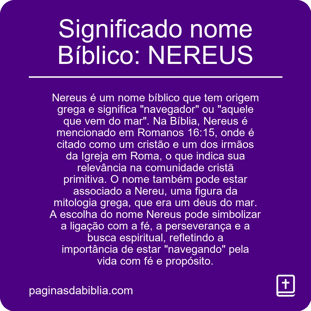 Significado nome Bíblico: NEREUS