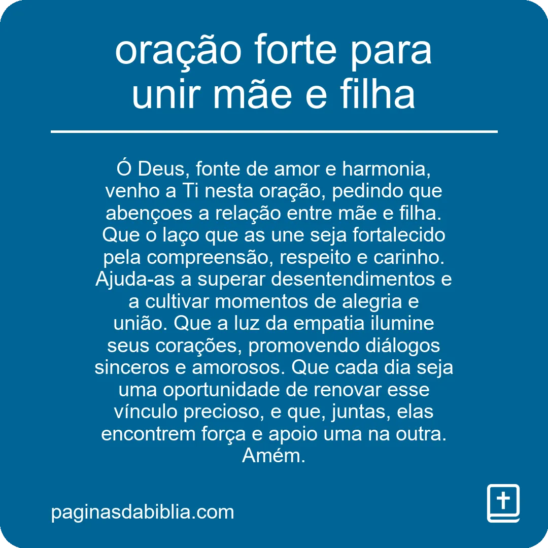 oração forte para unir mãe e filha