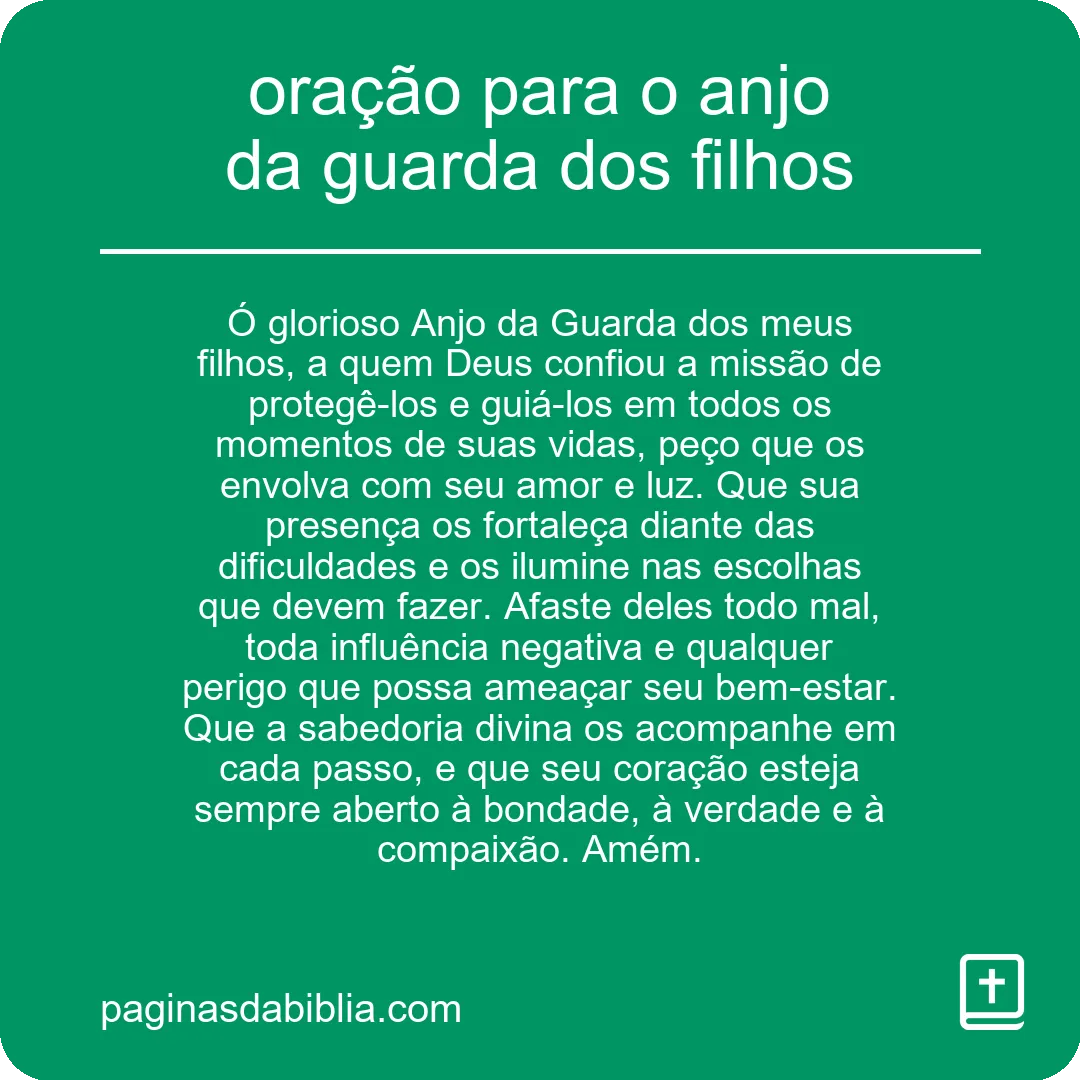 oração para o anjo da guarda dos filhos