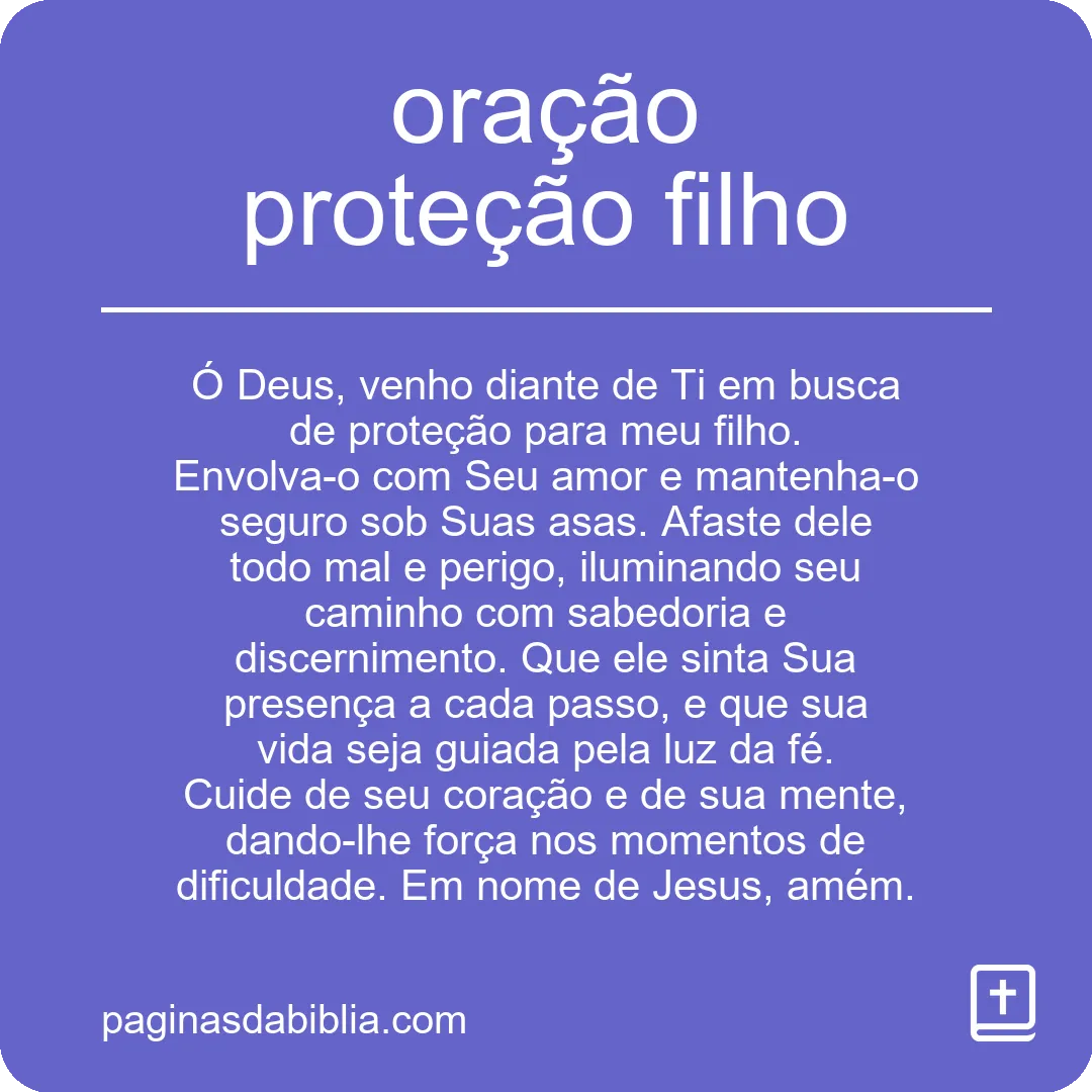 oração proteção filho