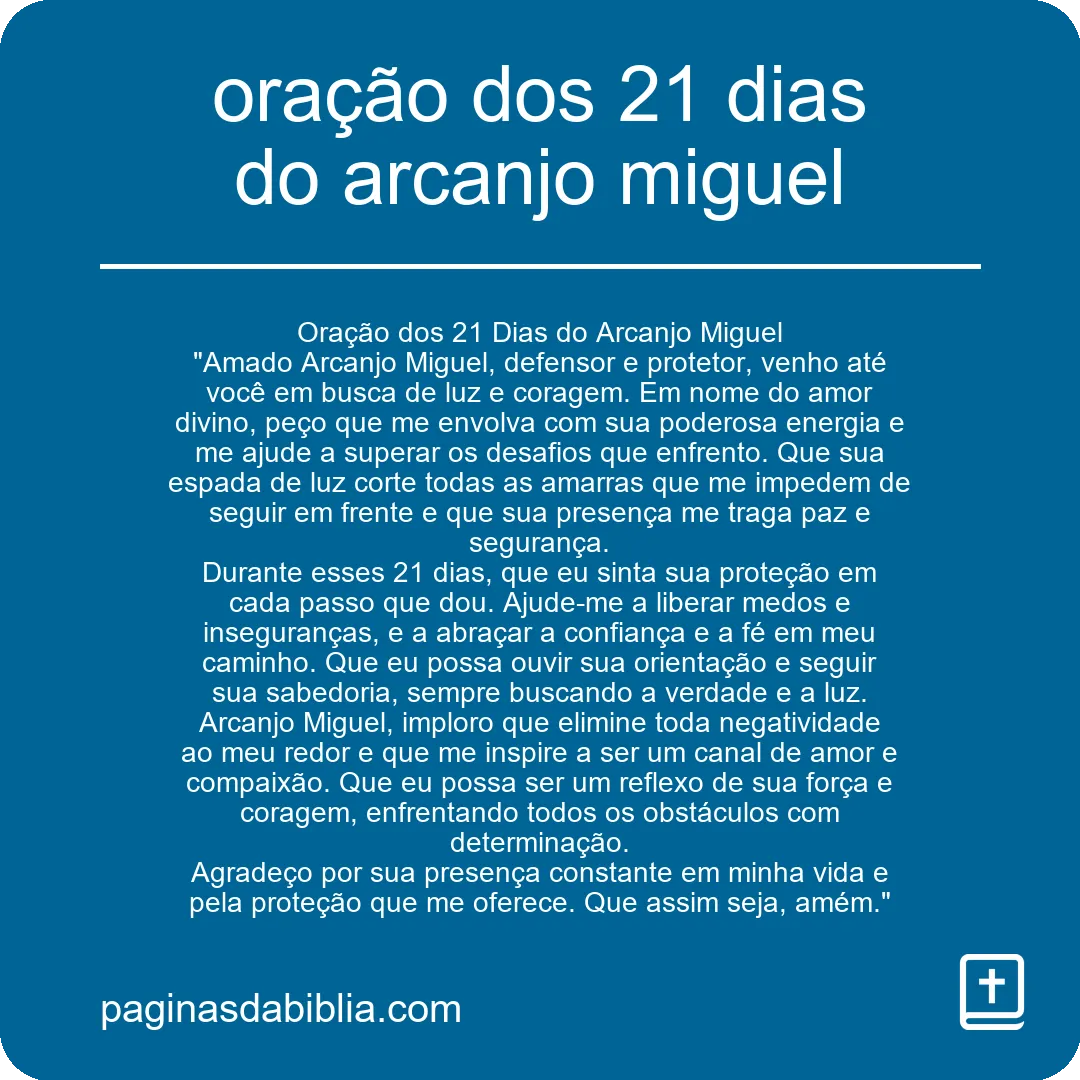 oração dos 21 dias do arcanjo miguel