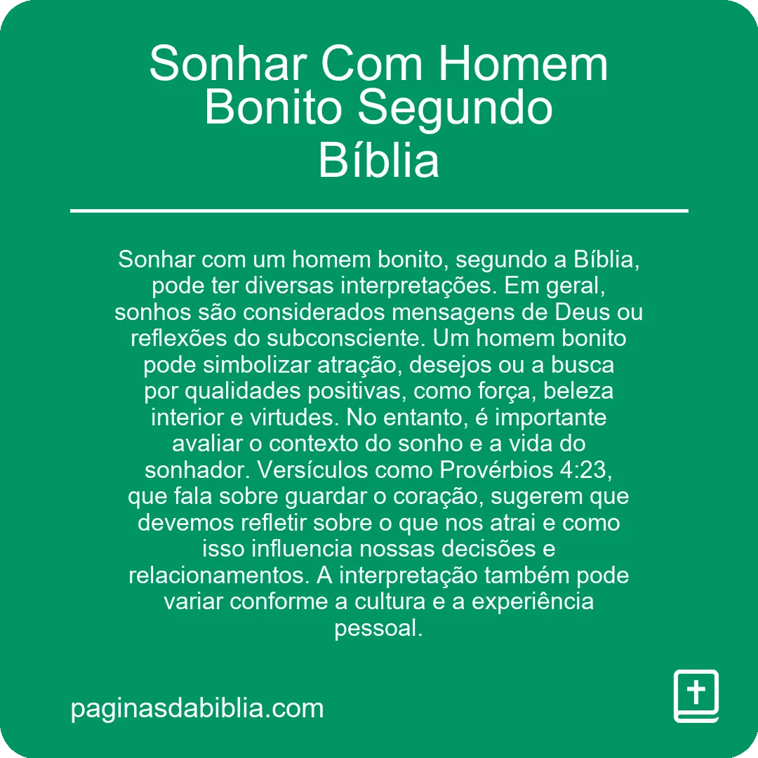 Sonhar Com Homem Bonito Segundo Bíblia