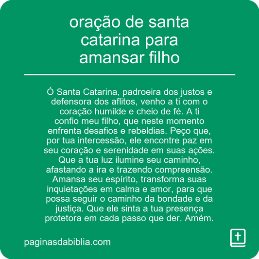 oração de santa catarina para amansar filho