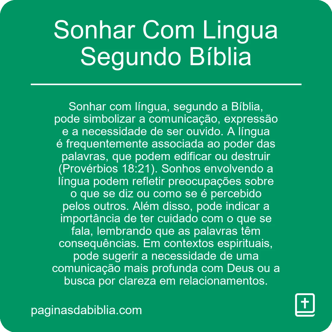 Sonhar Com Lingua Segundo Bíblia