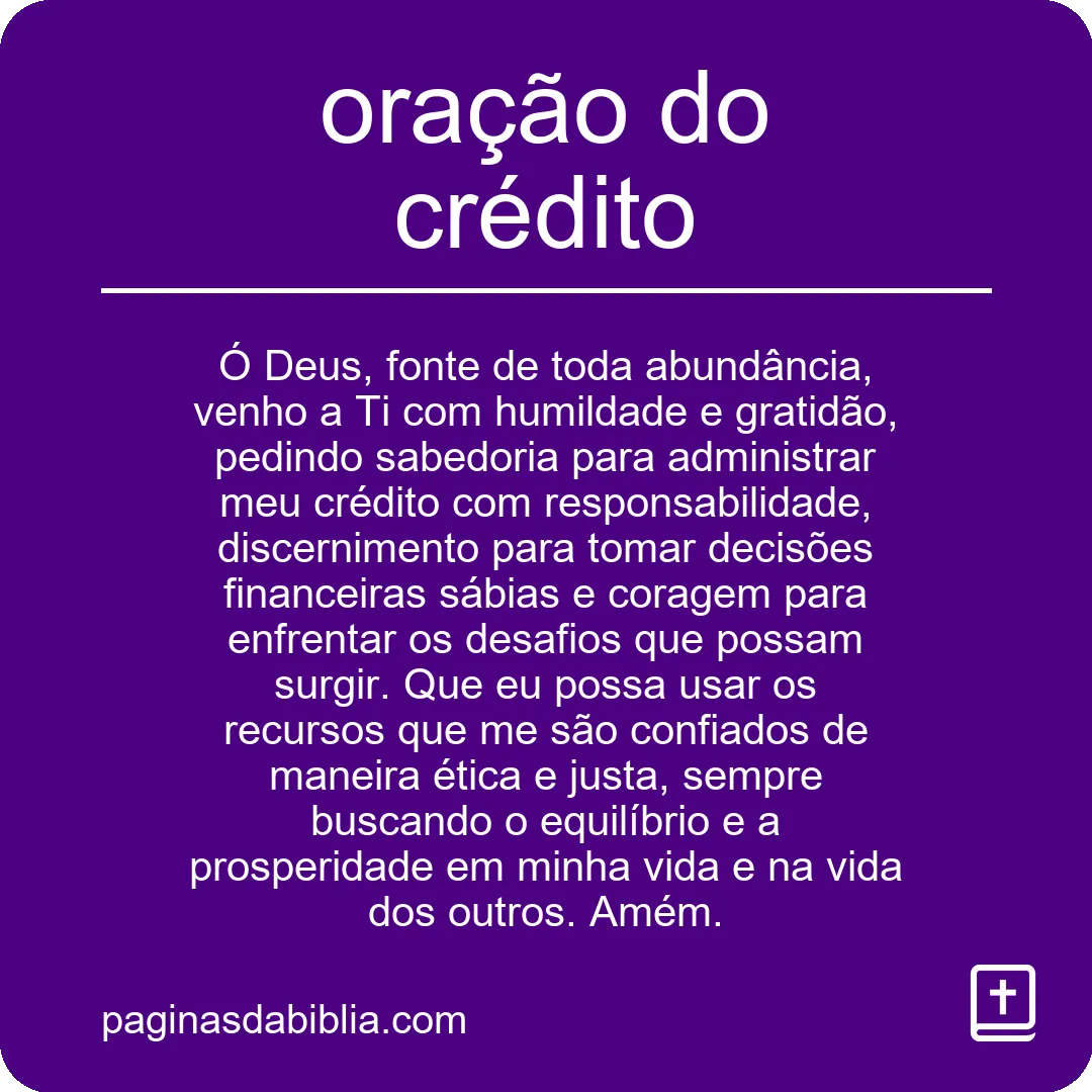 oração do crédito