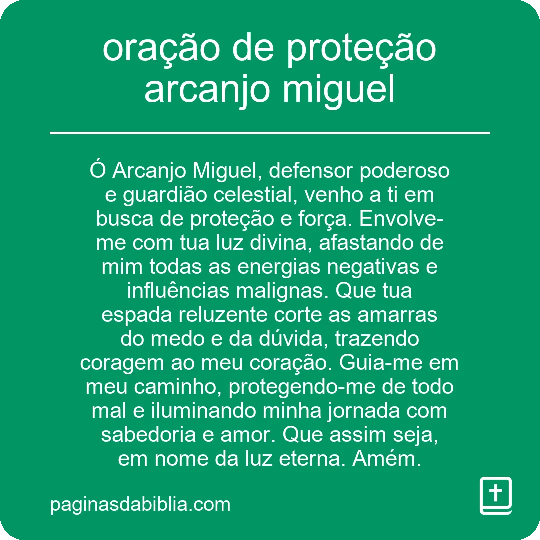 oração de proteção arcanjo miguel