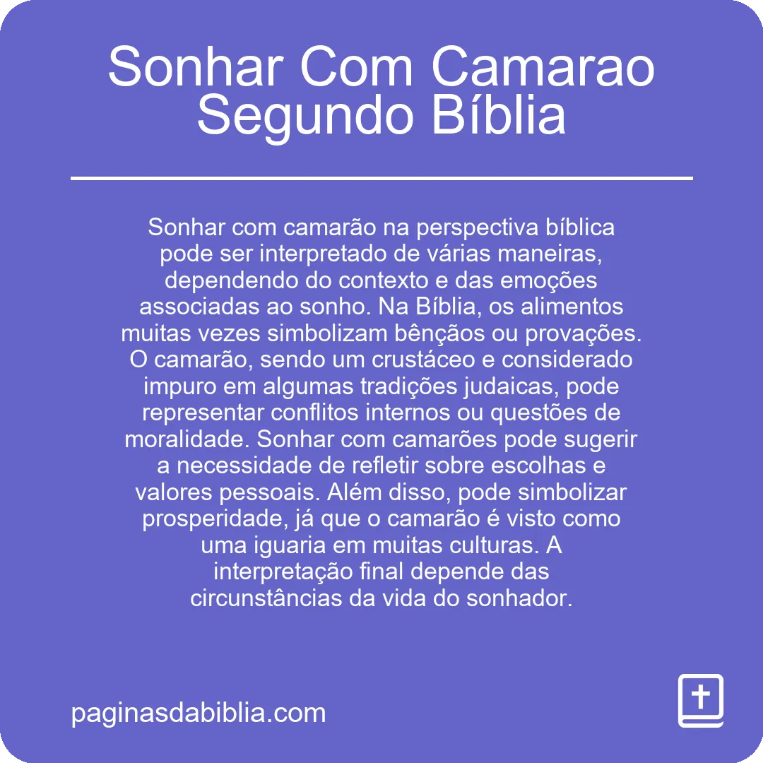 Sonhar Com Camarao Segundo Bíblia