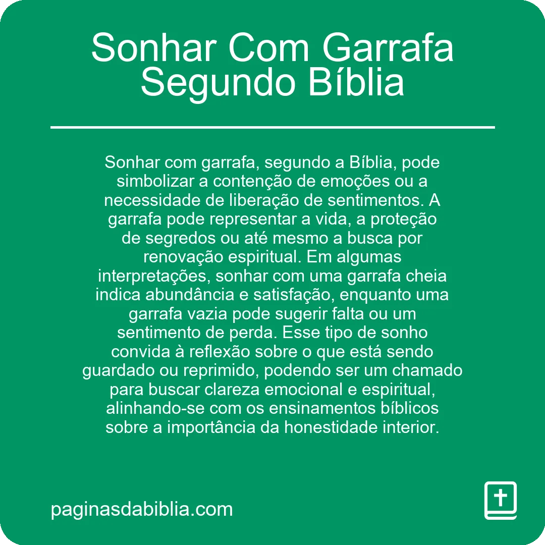 Sonhar Com Garrafa Segundo Bíblia