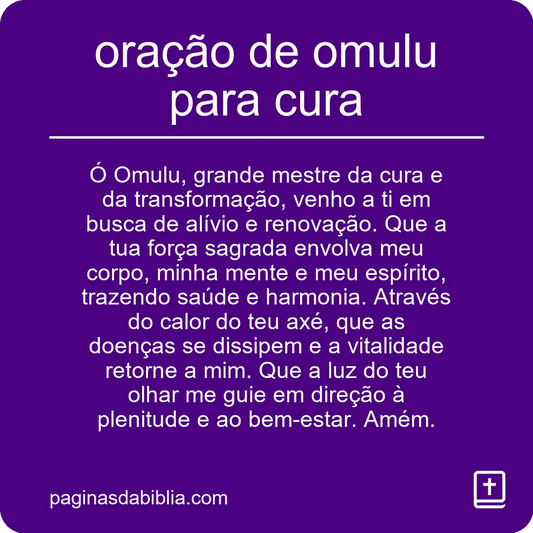 oração de omulu para cura