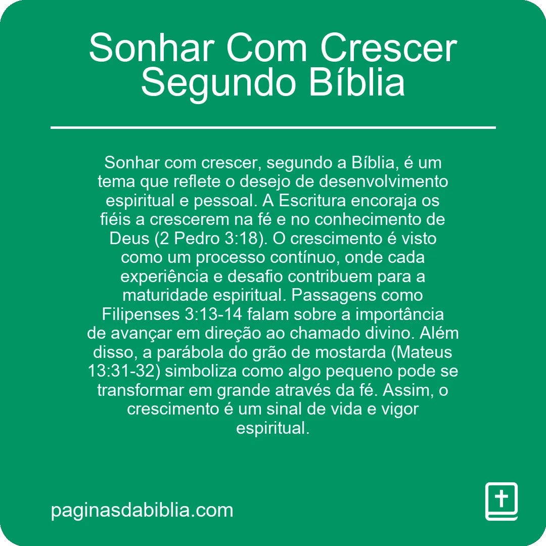 Sonhar Com Crescer Segundo Bíblia