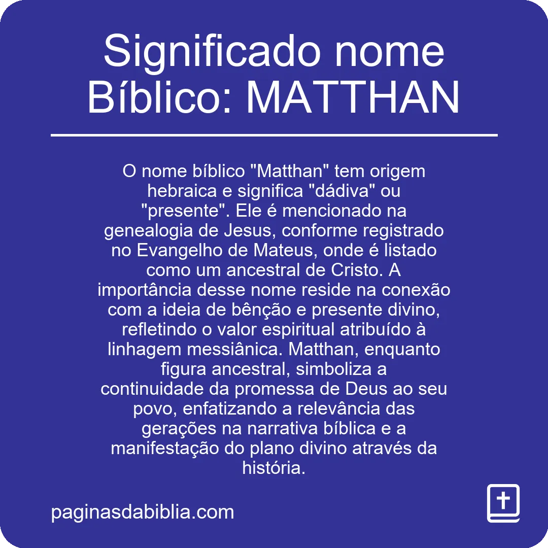 Significado nome Bíblico: MATTHAN