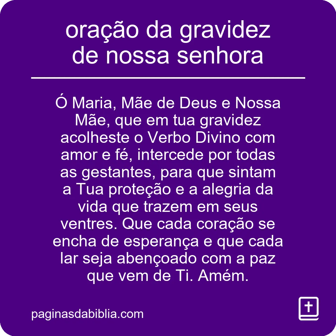 oração da gravidez de nossa senhora