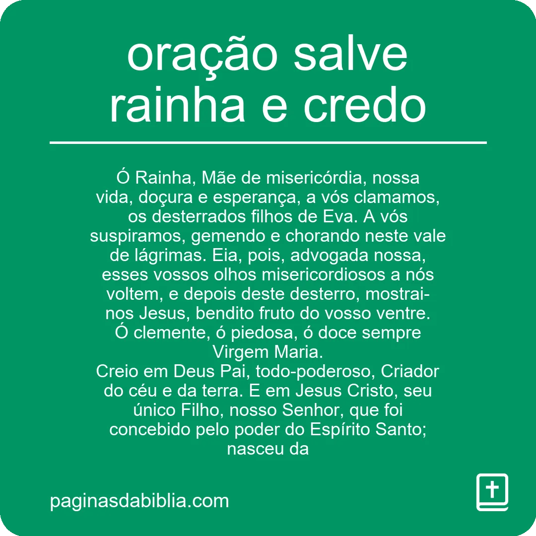 oração salve rainha e credo