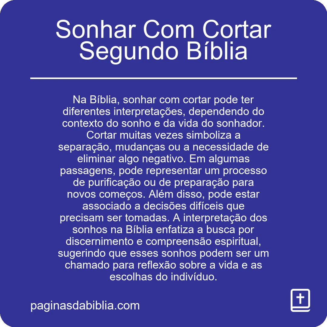 Sonhar Com Cortar Segundo Bíblia