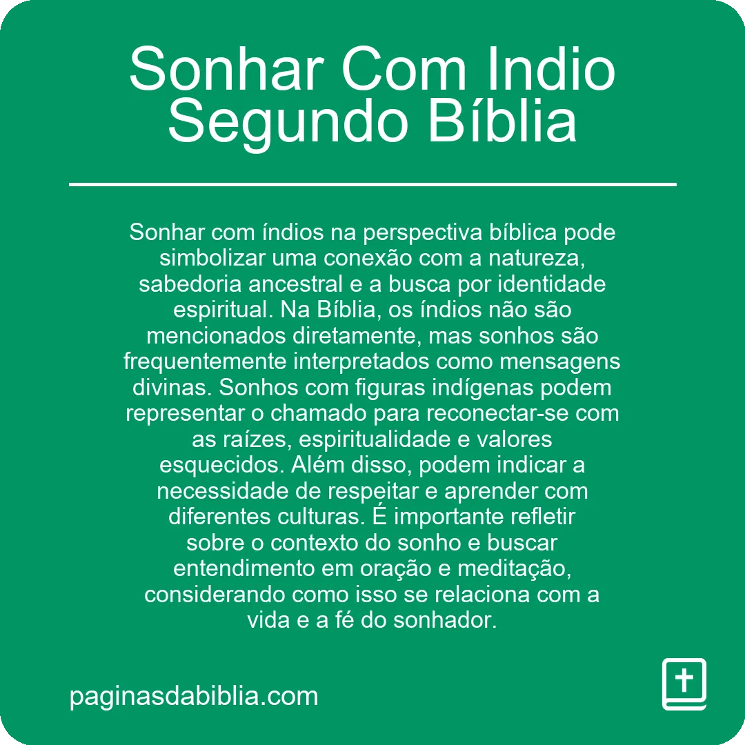 Sonhar Com Indio Segundo Bíblia