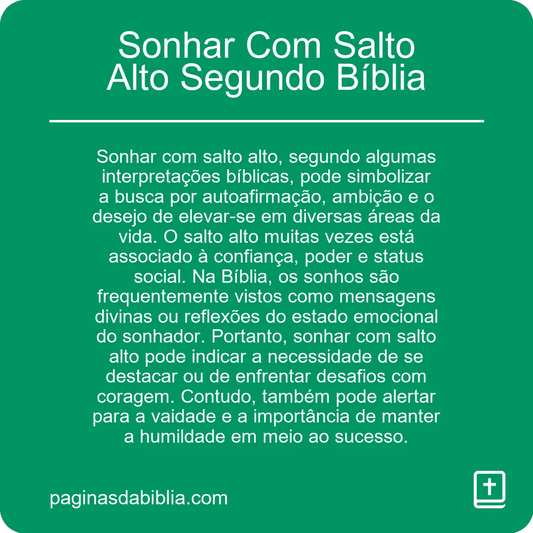 Sonhar Com Salto Alto Segundo Bíblia