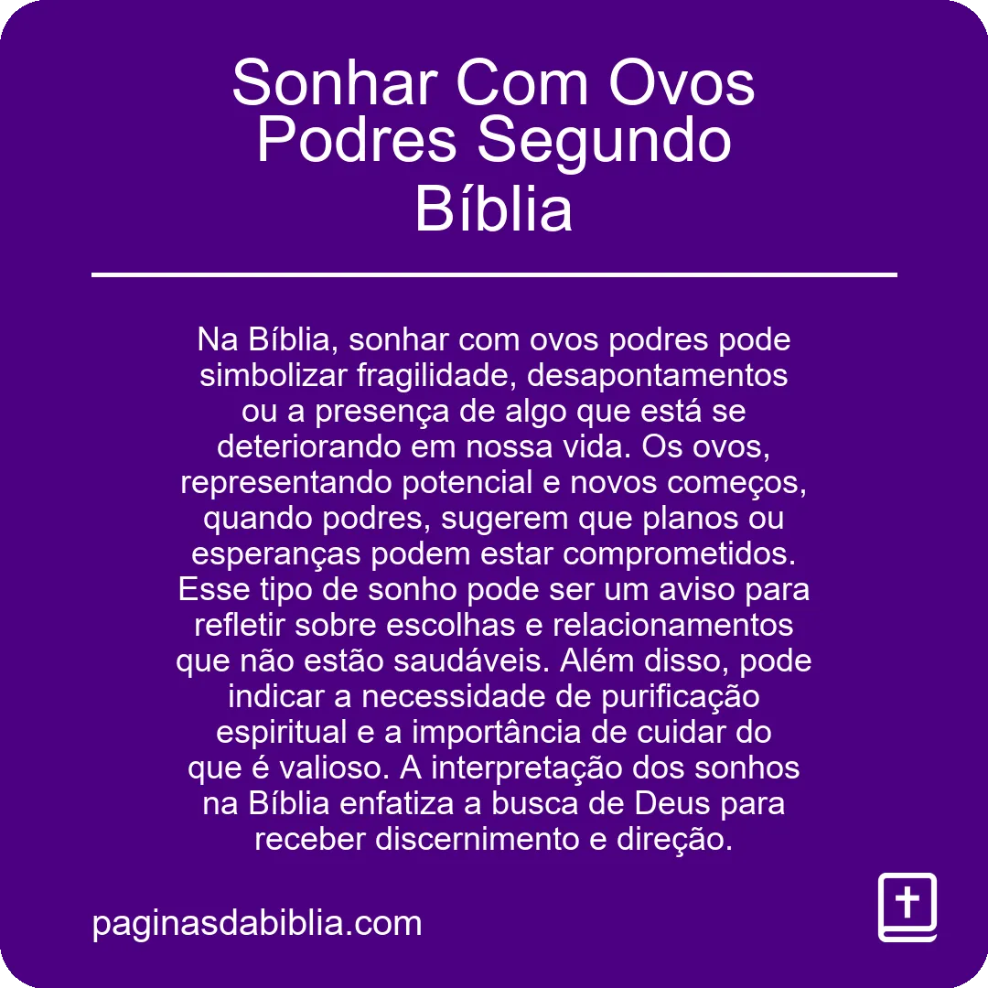 Sonhar Com Ovos Podres Segundo Bíblia