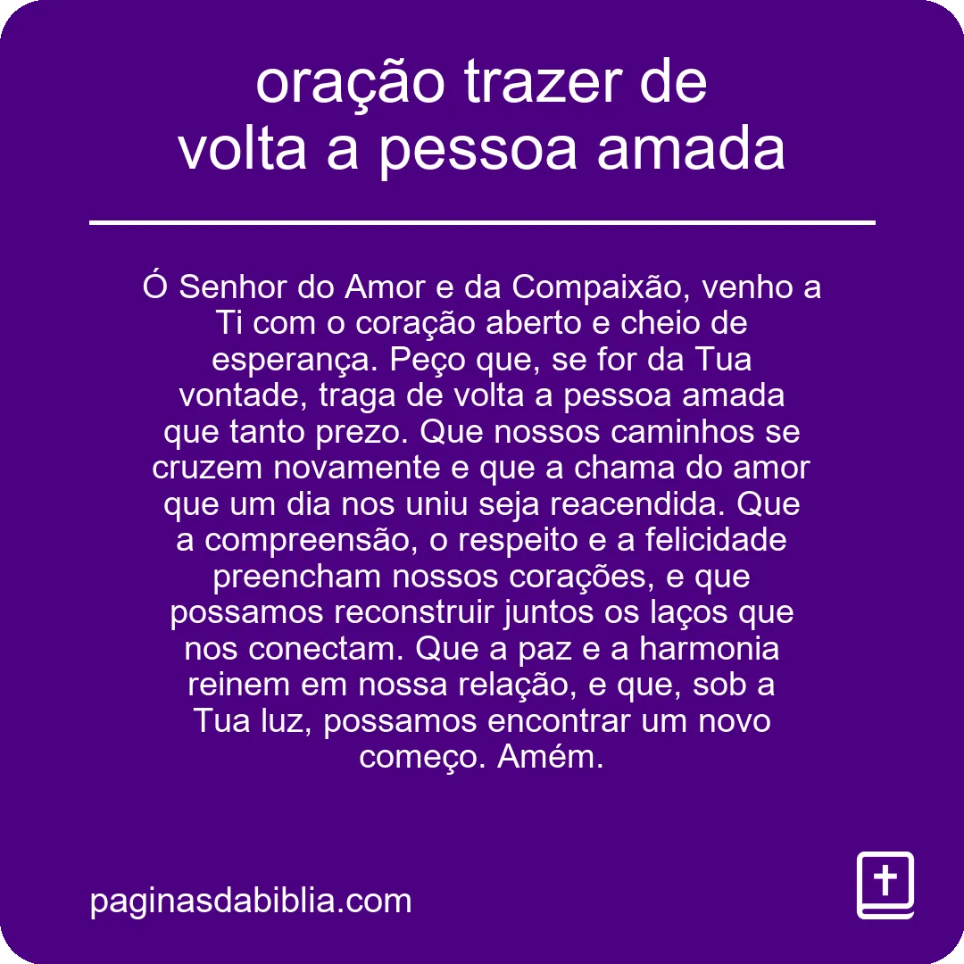 oração trazer de volta a pessoa amada