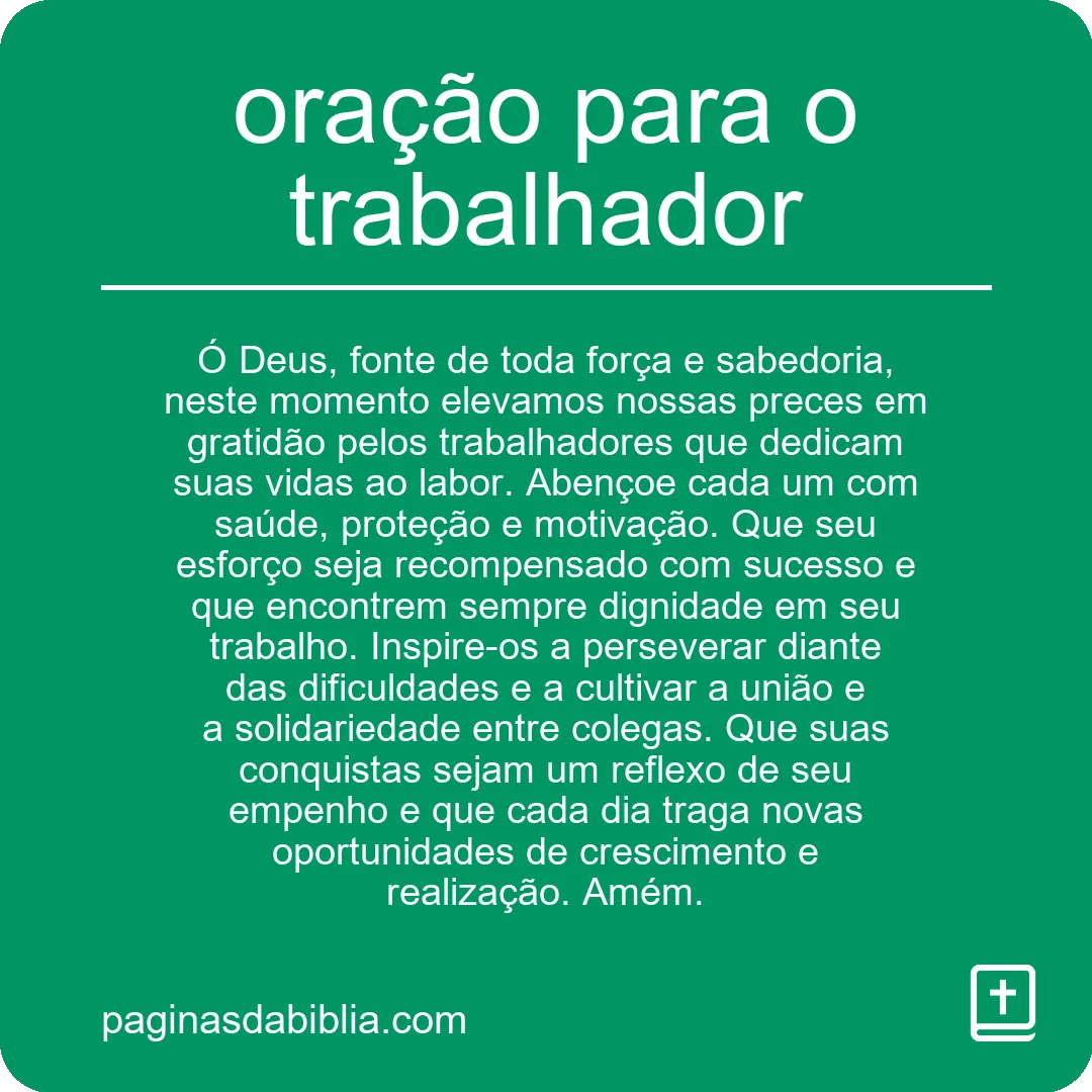 oração para o trabalhador