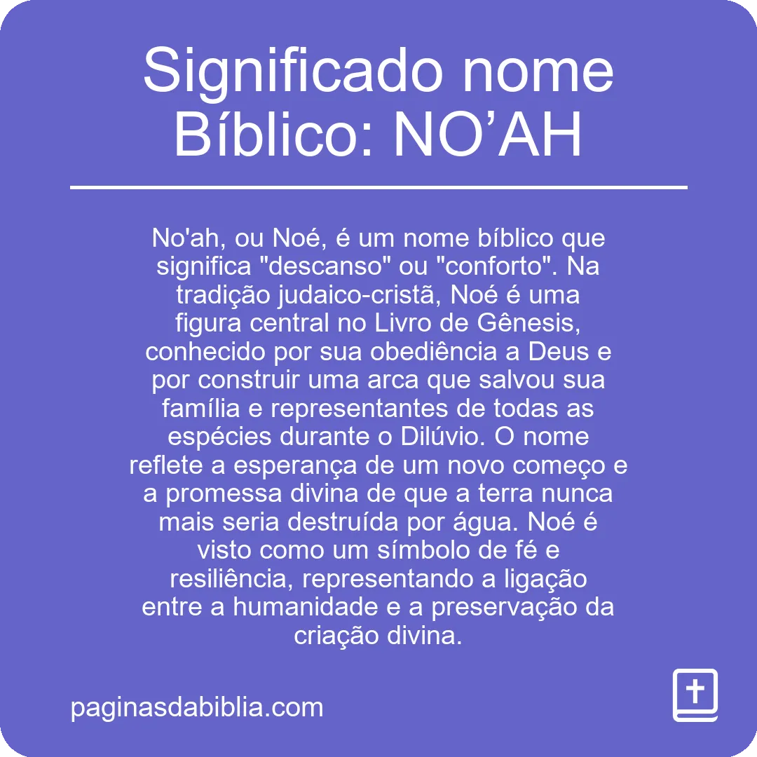 Significado nome Bíblico: NO’AH