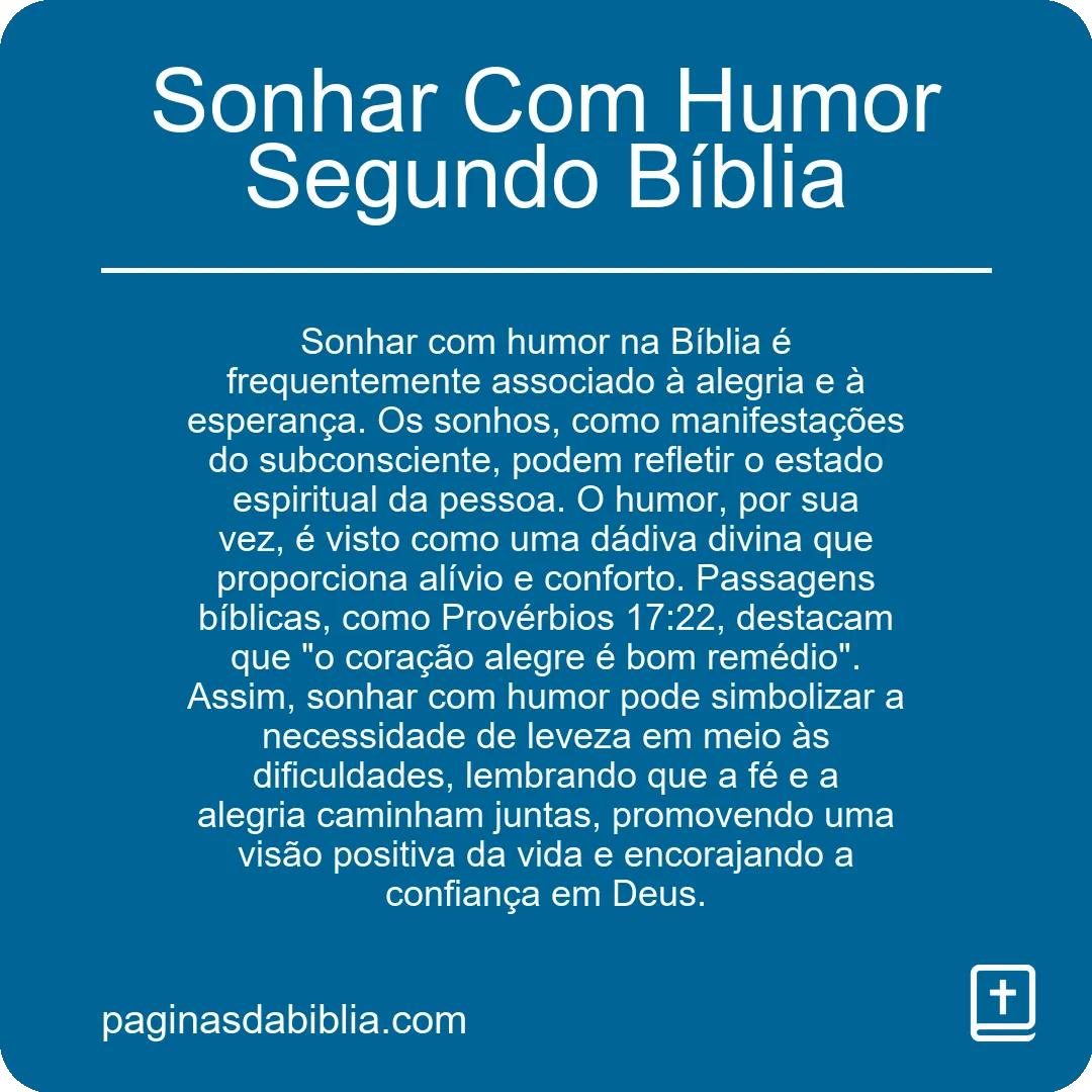 Sonhar Com Humor Segundo Bíblia