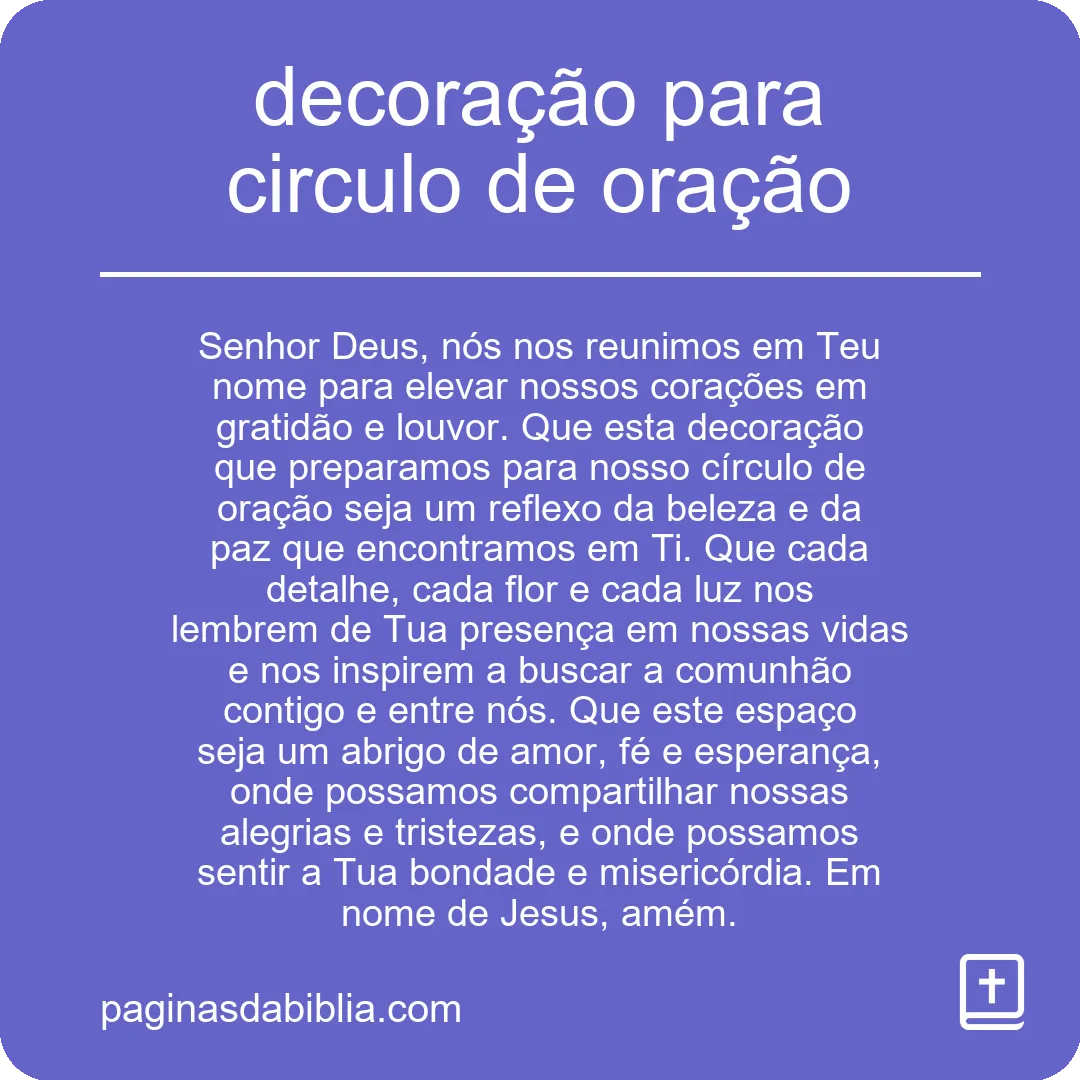 decoração para circulo de oração