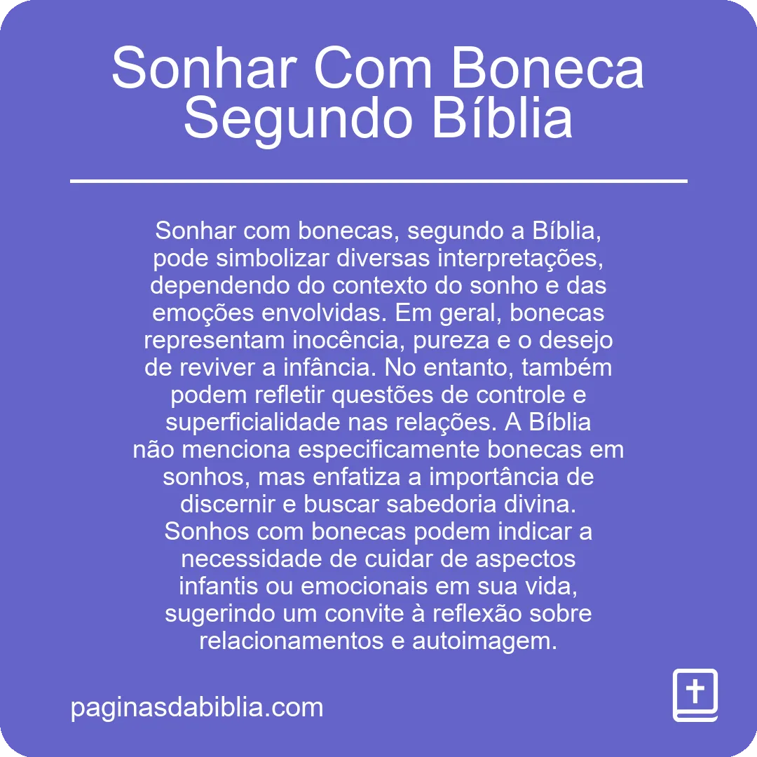 Sonhar Com Boneca Segundo Bíblia