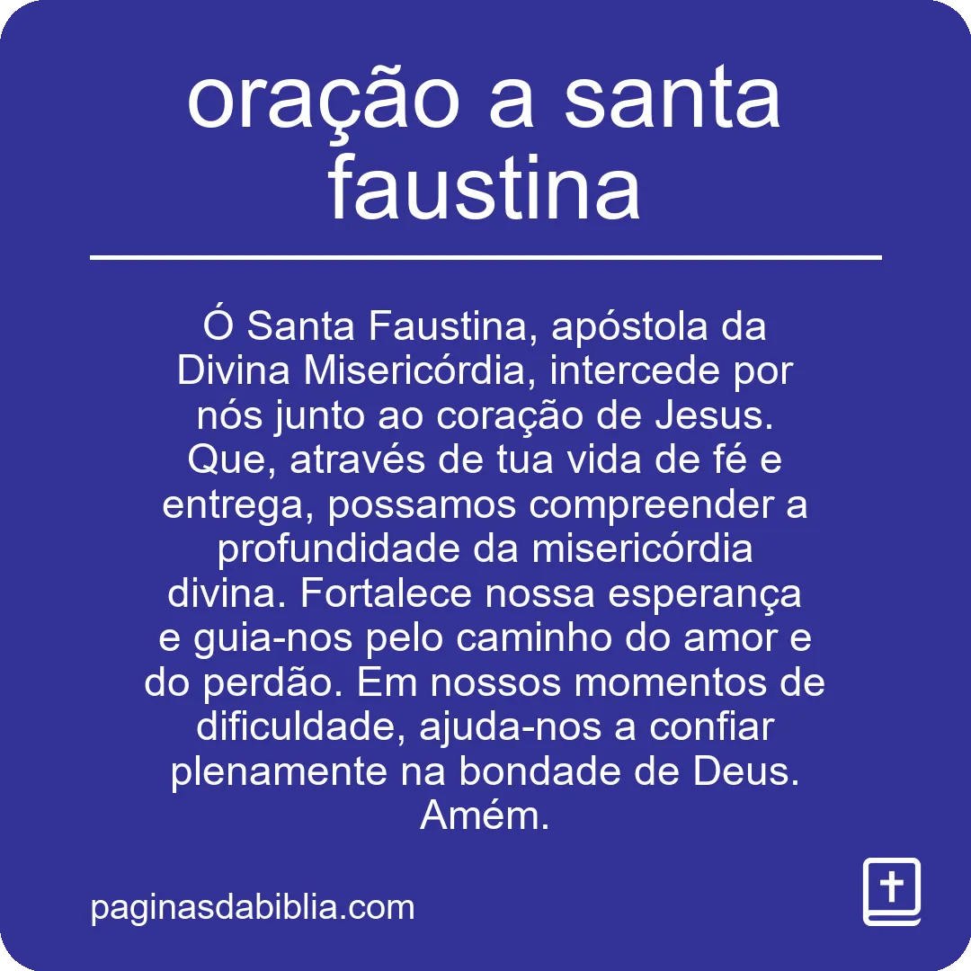 oração a santa faustina