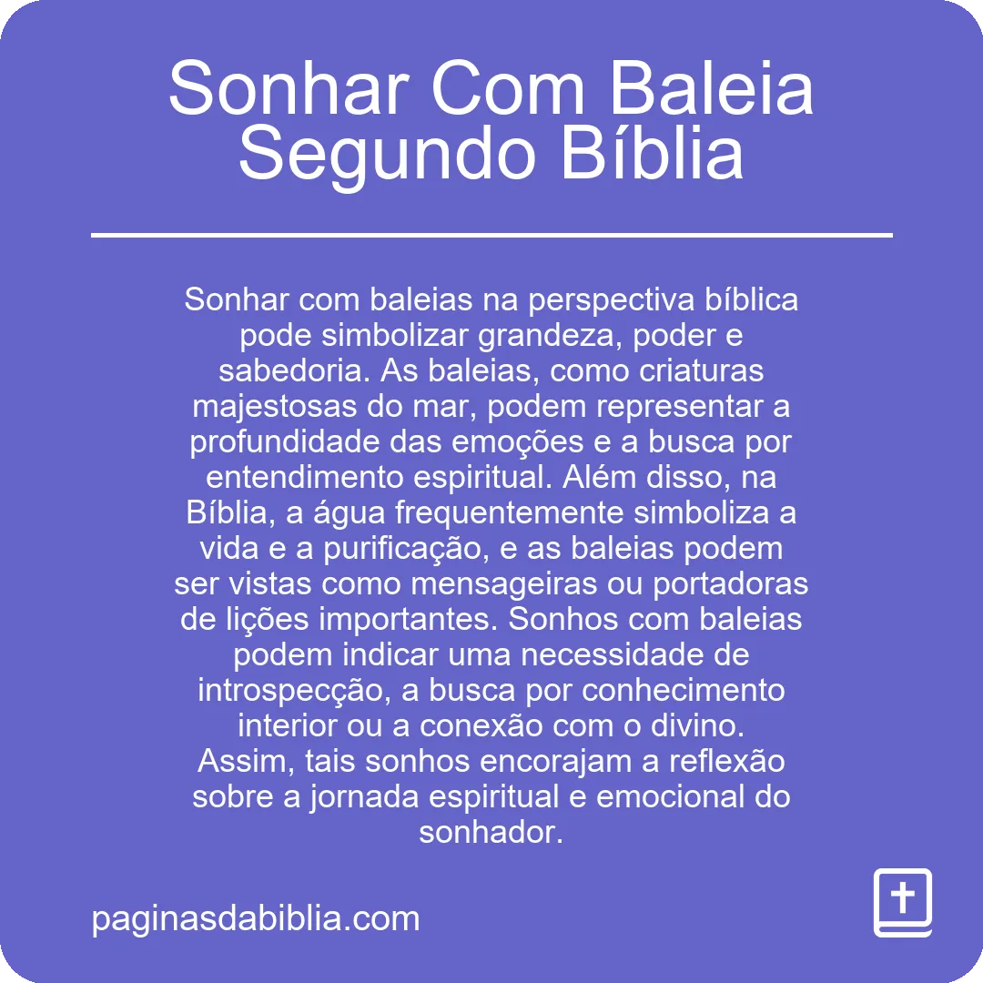 Sonhar Com Baleia Segundo Bíblia