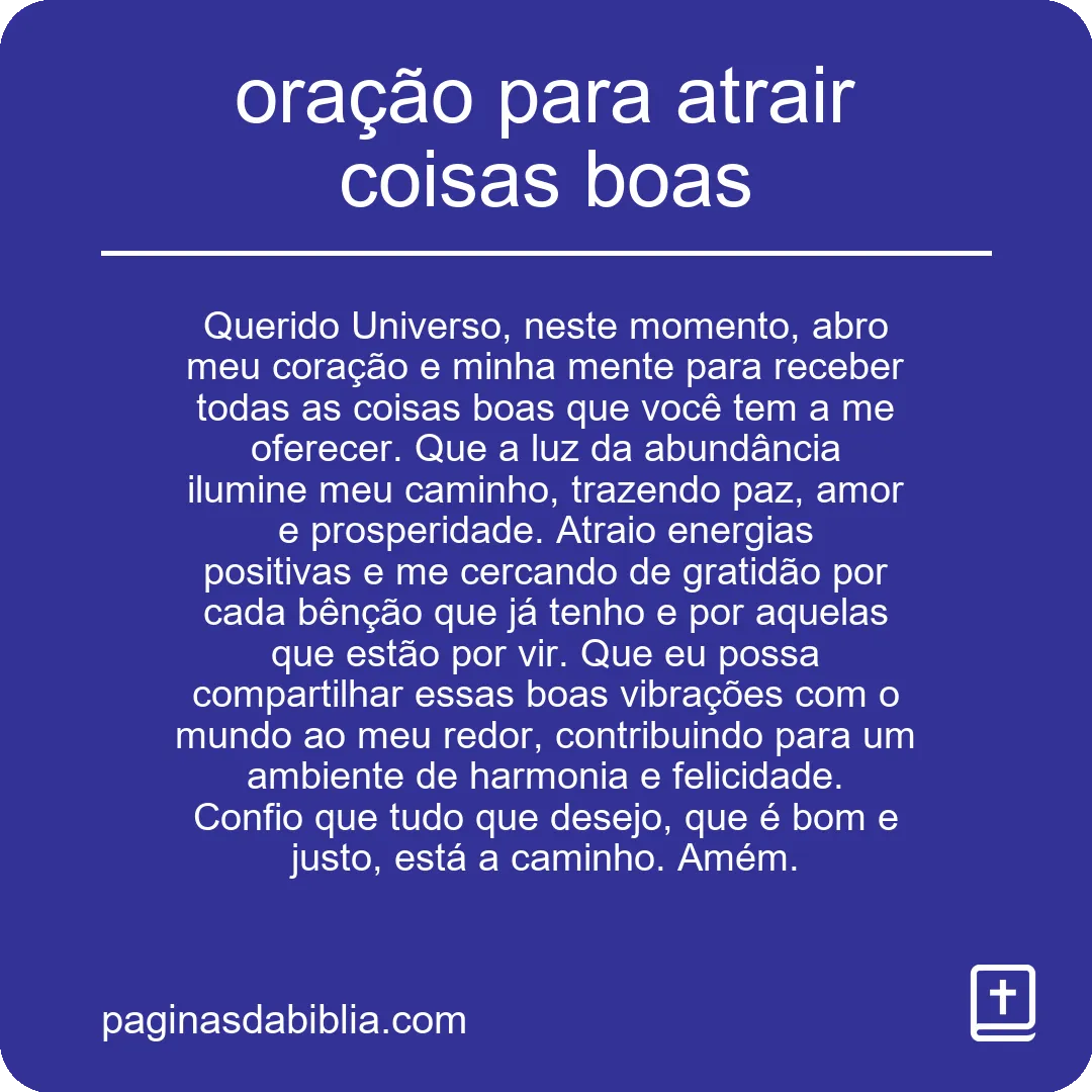 oração para atrair coisas boas