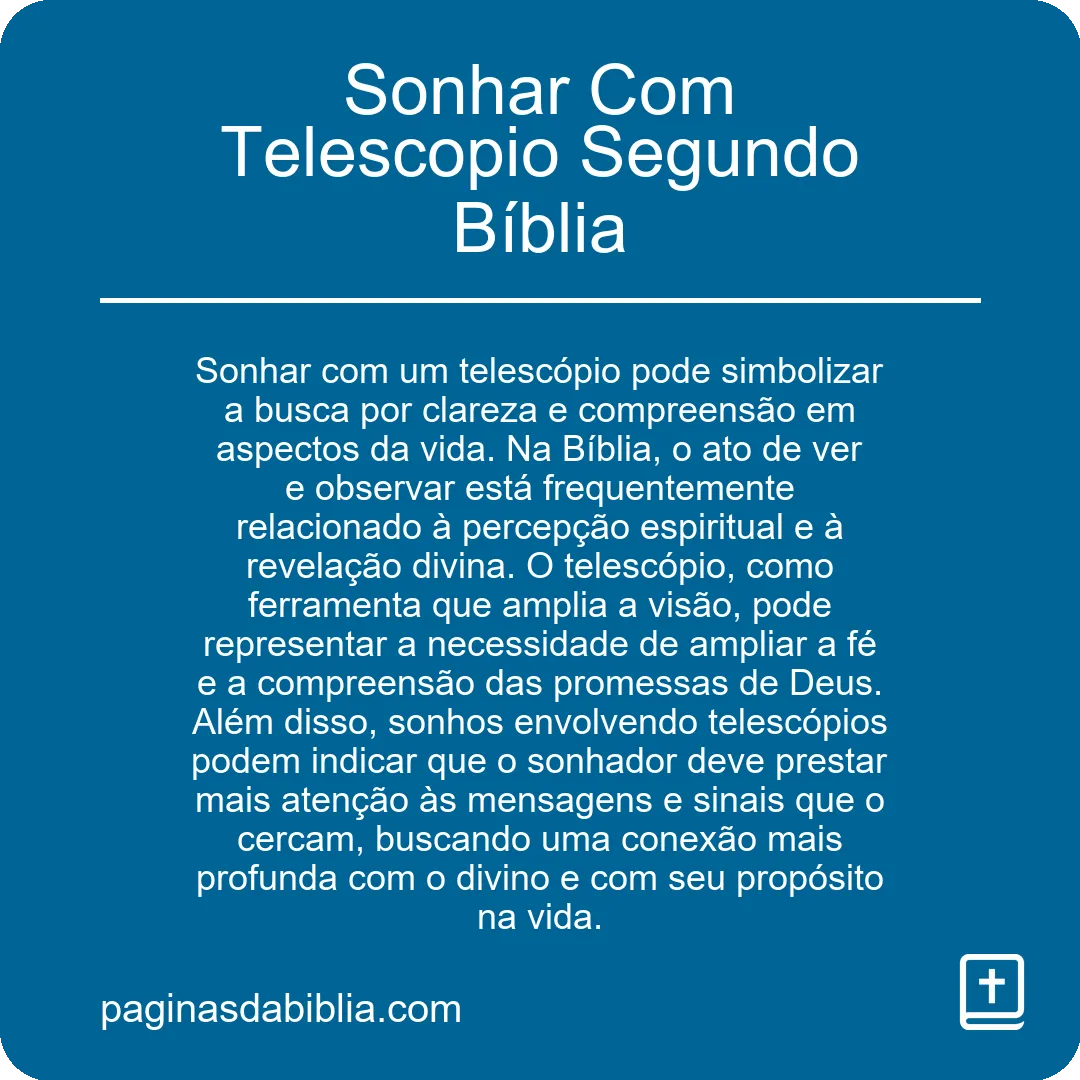 Sonhar Com Telescopio Segundo Bíblia