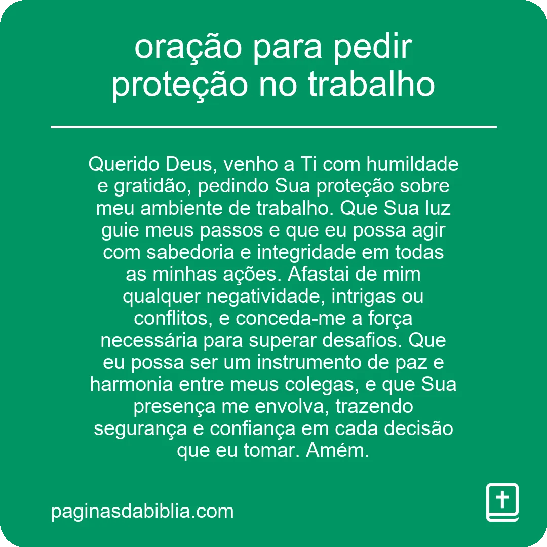 oração para pedir proteção no trabalho