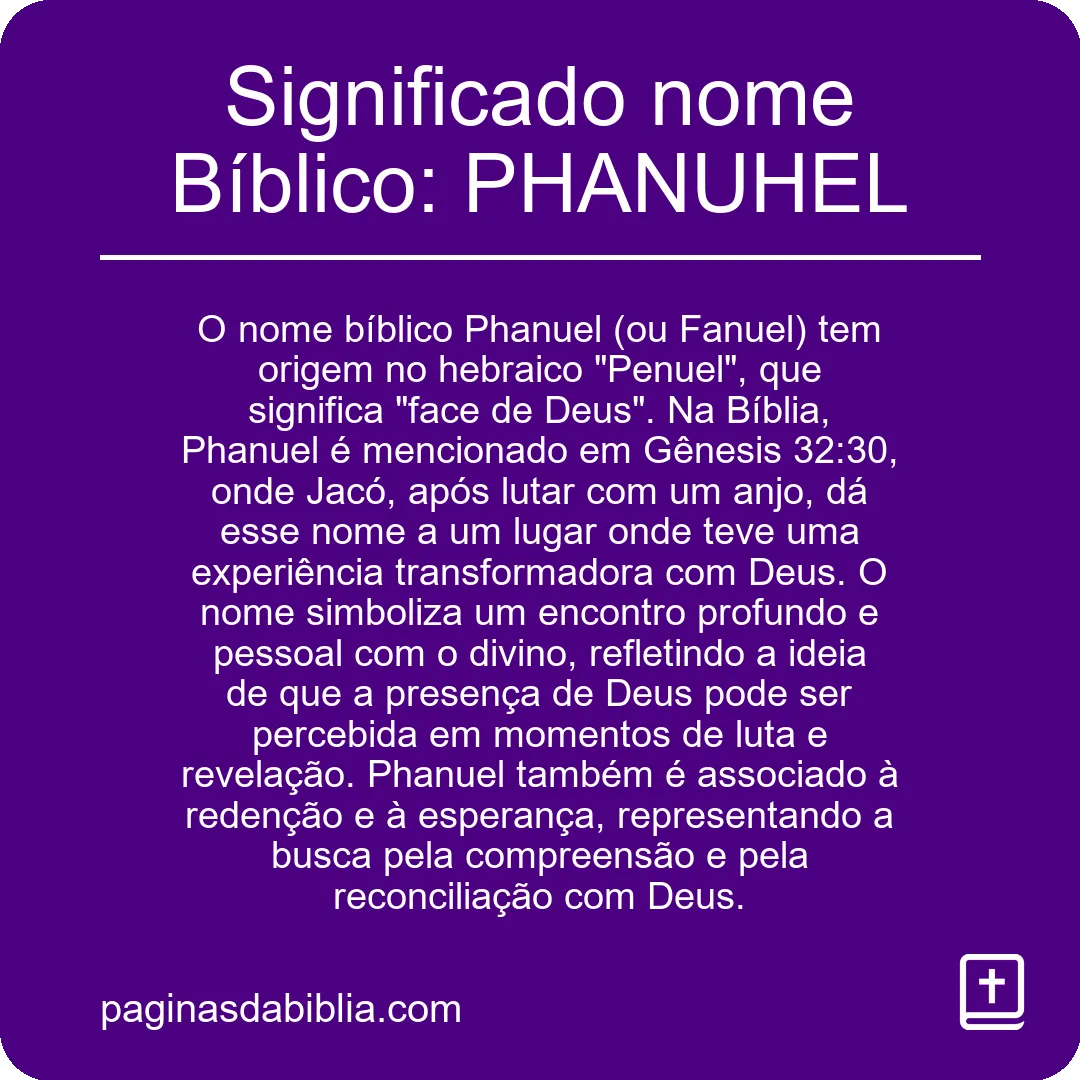 Significado nome Bíblico: PHANUHEL