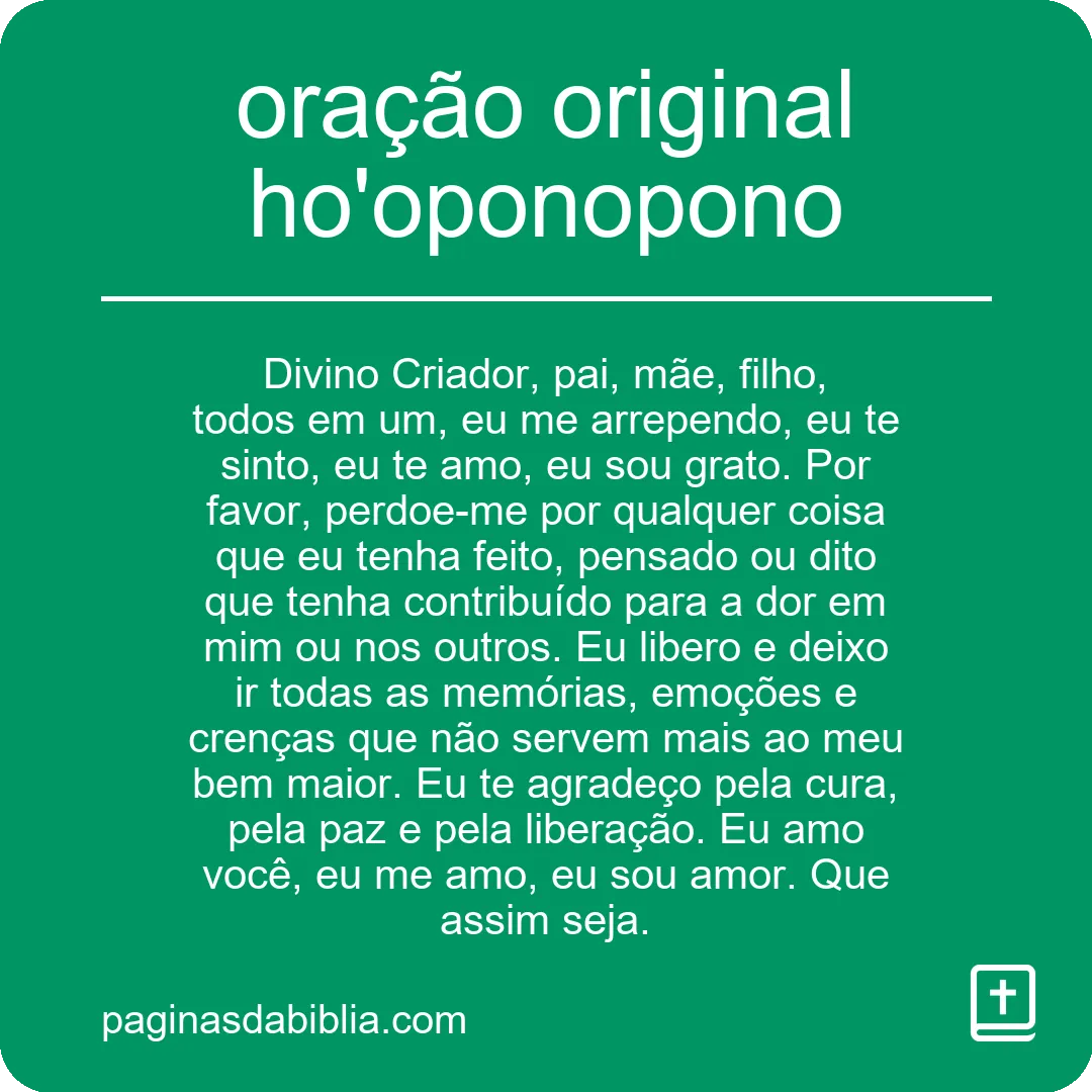 oração original ho'oponopono