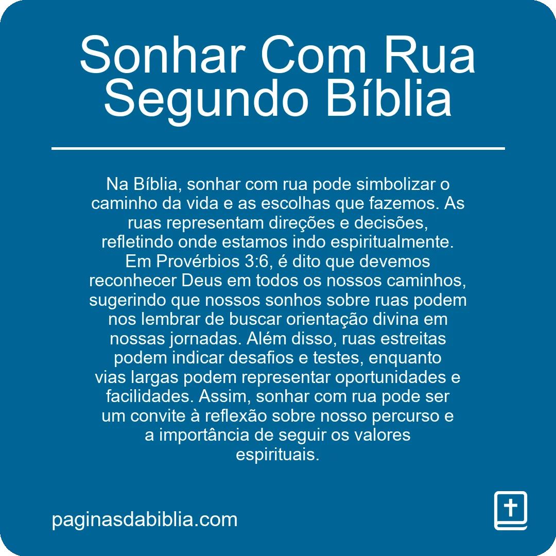 Sonhar Com Rua Segundo Bíblia