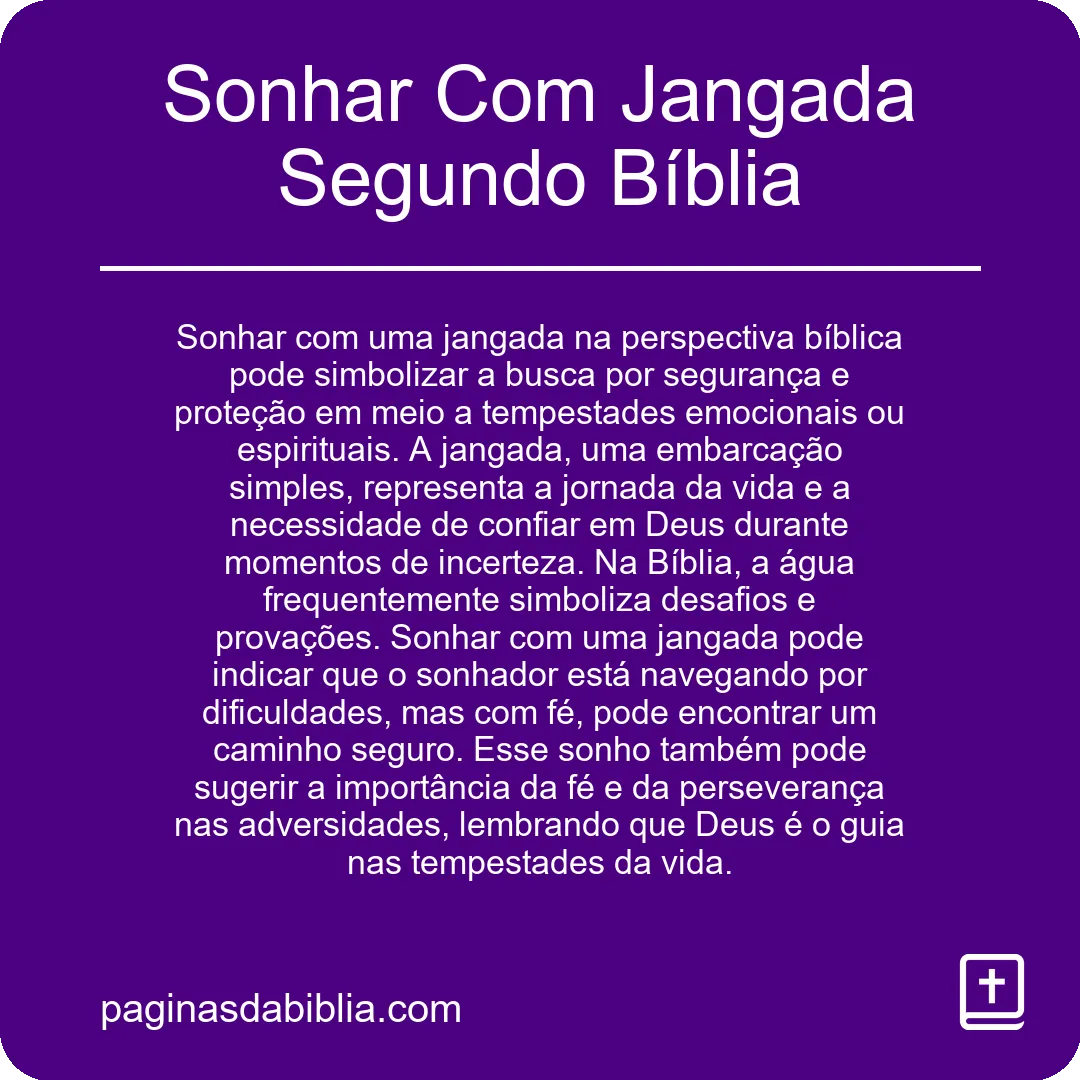 Sonhar Com Jangada Segundo Bíblia