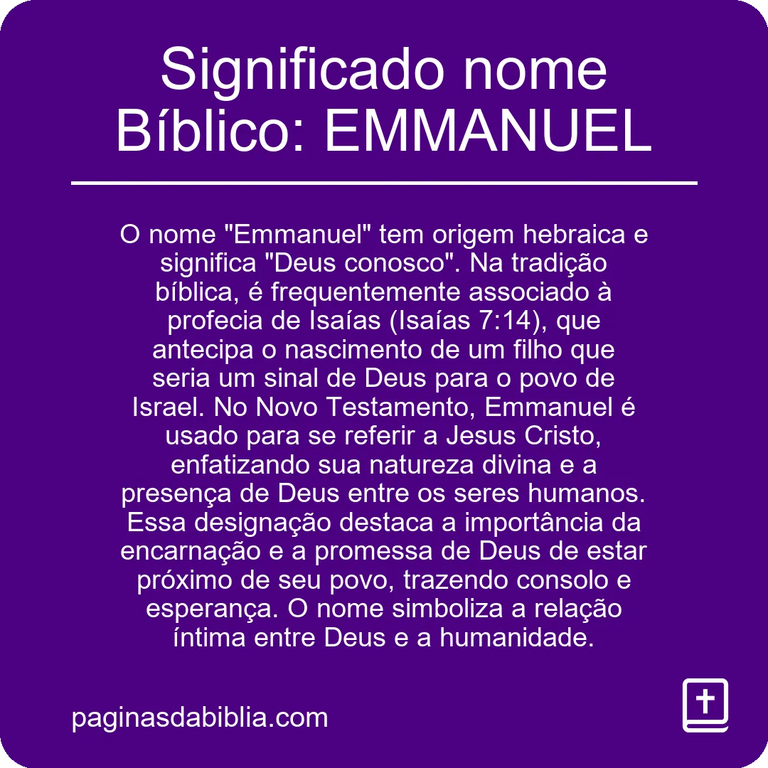 Significado nome Bíblico: EMMANUEL