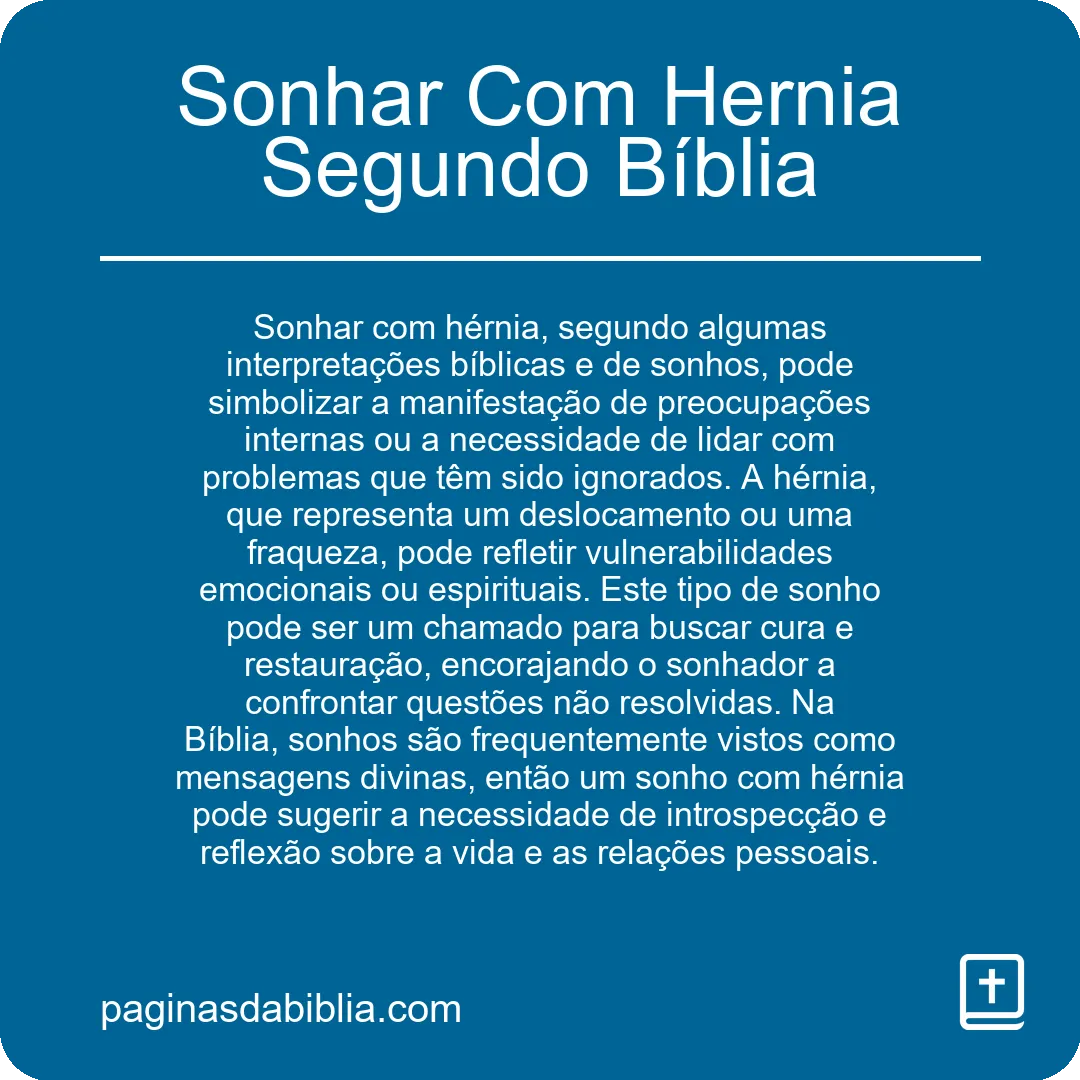 Sonhar Com Hernia Segundo Bíblia