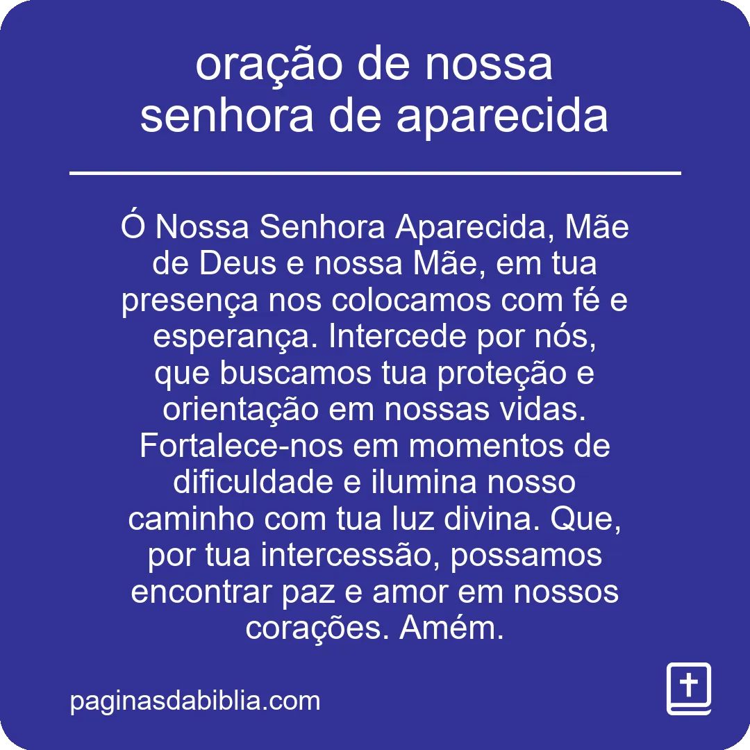 oração de nossa senhora de aparecida