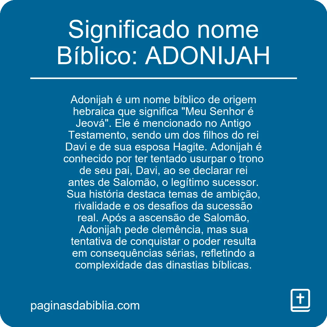 Significado nome Bíblico: ADONIJAH