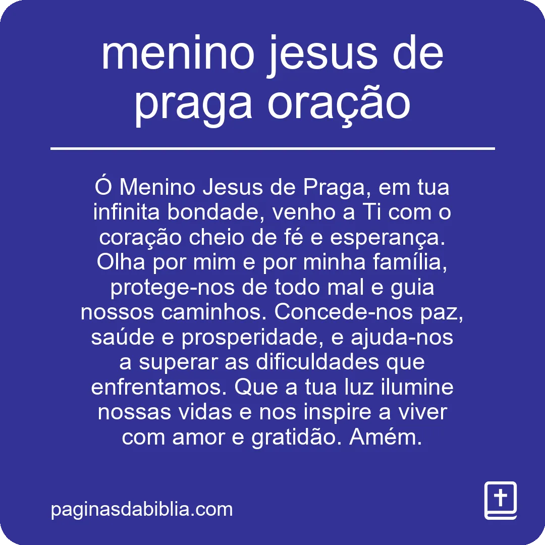 menino jesus de praga oração