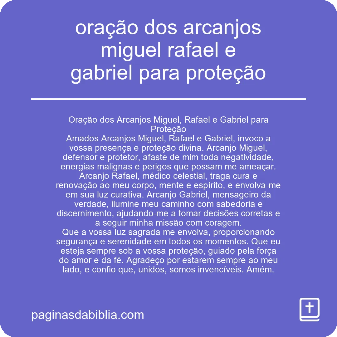 oração dos arcanjos miguel rafael e gabriel para proteção