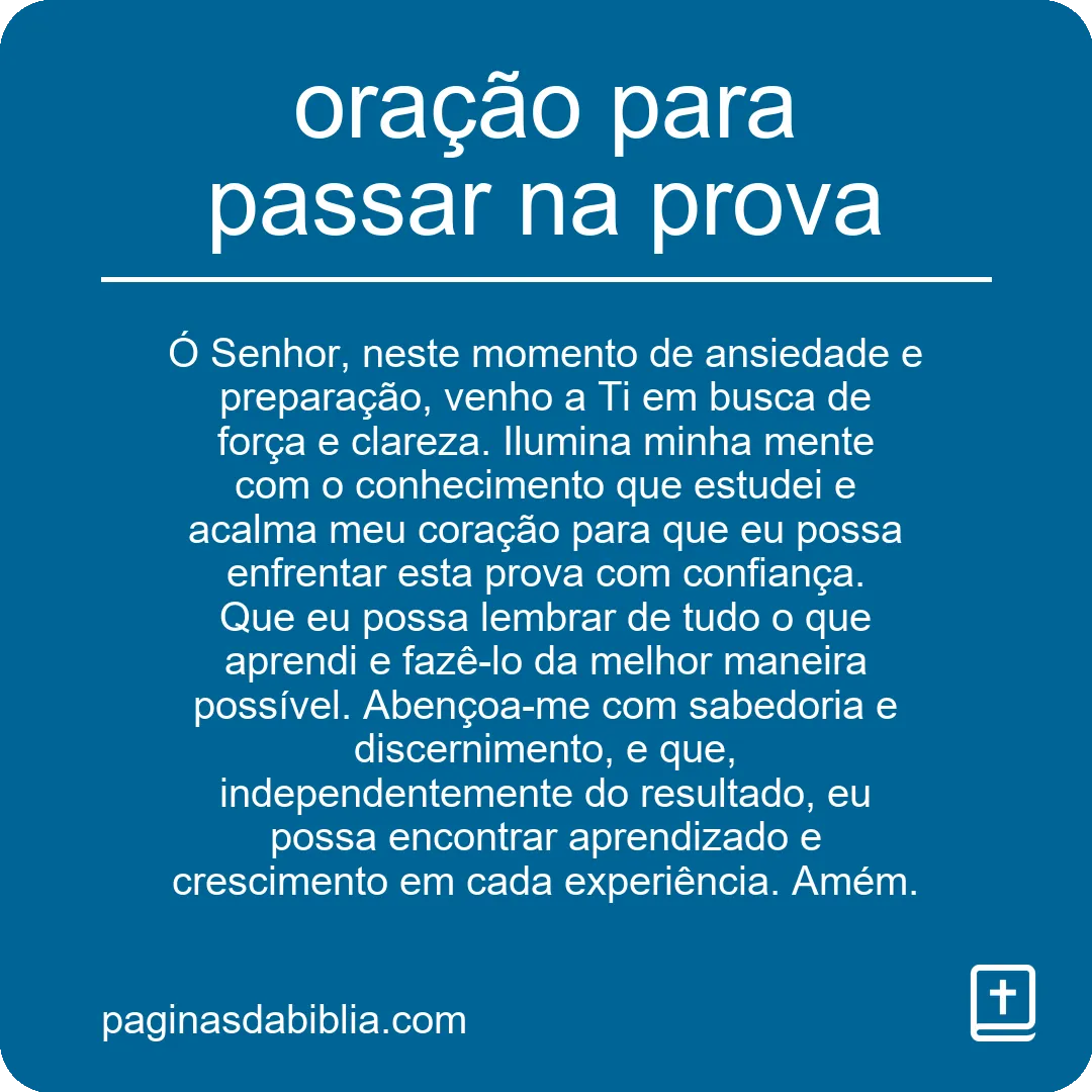 oração para passar na prova